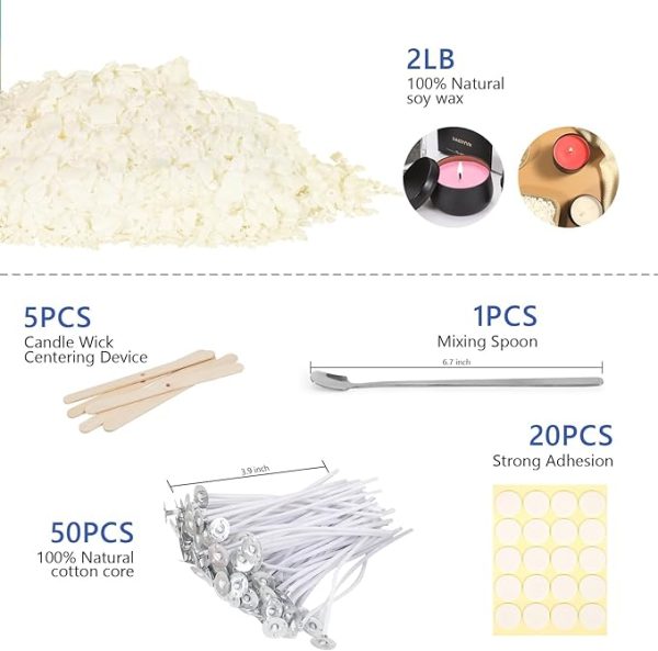 SAEUYVB Candle Making Kit Supplies, Natural Candle Wax for Candle Making - Soy Wax DIY Candle Making for Adults, Including 2lbs Soy Wax Flakes, Pouring Pot, Perfect Candle Kit for Beginners - Image 4